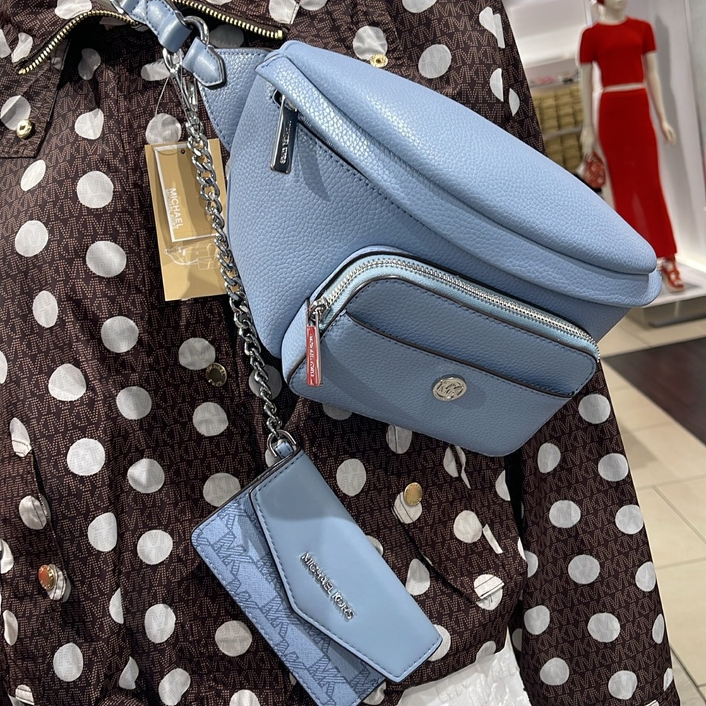 Michael Kors Maisie Lg Leather 2-in-1 Sling Pack Fanny Waist Bag Crossbody Belt - Picture 16 of 16
